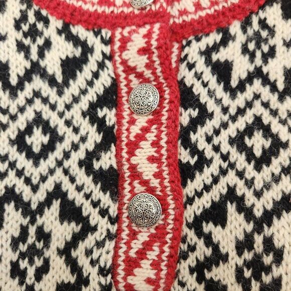 L.L. Bean Black White Red Snowflake Sweater Size S - Picture 3 of 6